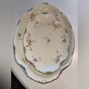 Vintage Warwick Old Abbey Floral Oval China Platter Set Coquette Cottagecore